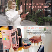 For iPhone 12 mini CaseMe-008 Detachable Multifunctional Wallet Leather Phone Case (Pink)