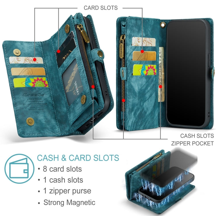 For iPhone 12 / 12 Pro CaseMe-008 Detachable Multifunctional Wallet Leather Phone Case (Blue)