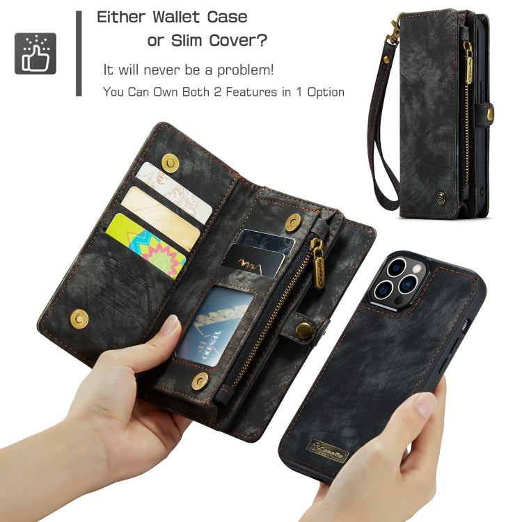 For iPhone 12 Pro Max CaseMe-008 Detachable Multifunctional Wallet Leather Phone Case (Black)