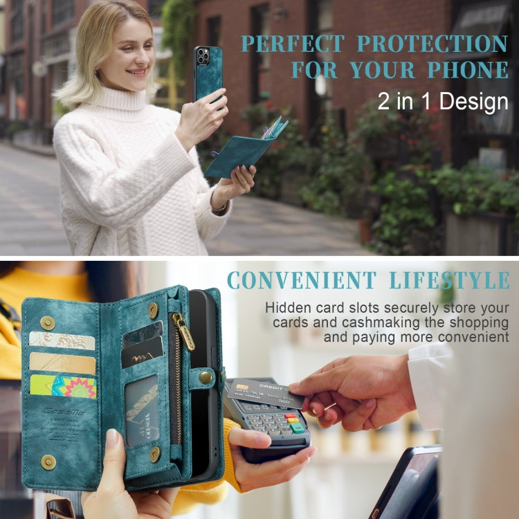 For iPhone 12 Pro Max CaseMe-008 Detachable Multifunctional Wallet Leather Phone Case (Blue)