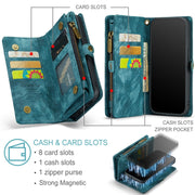 For iPhone 12 Pro Max CaseMe-008 Detachable Multifunctional Wallet Leather Phone Case (Blue)
