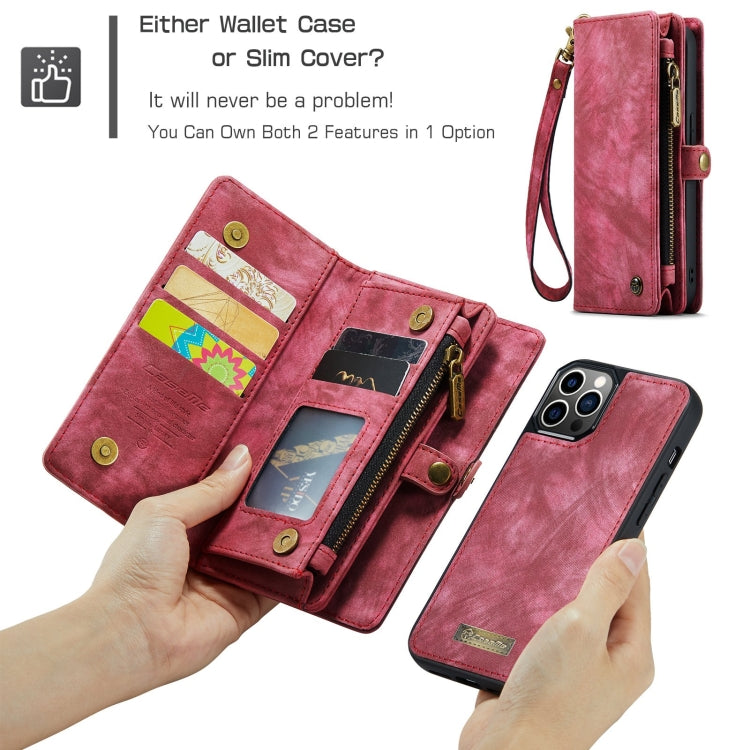For iPhone 12 Pro Max CaseMe-008 Detachable Multifunctional Wallet Leather Phone Case (Red)