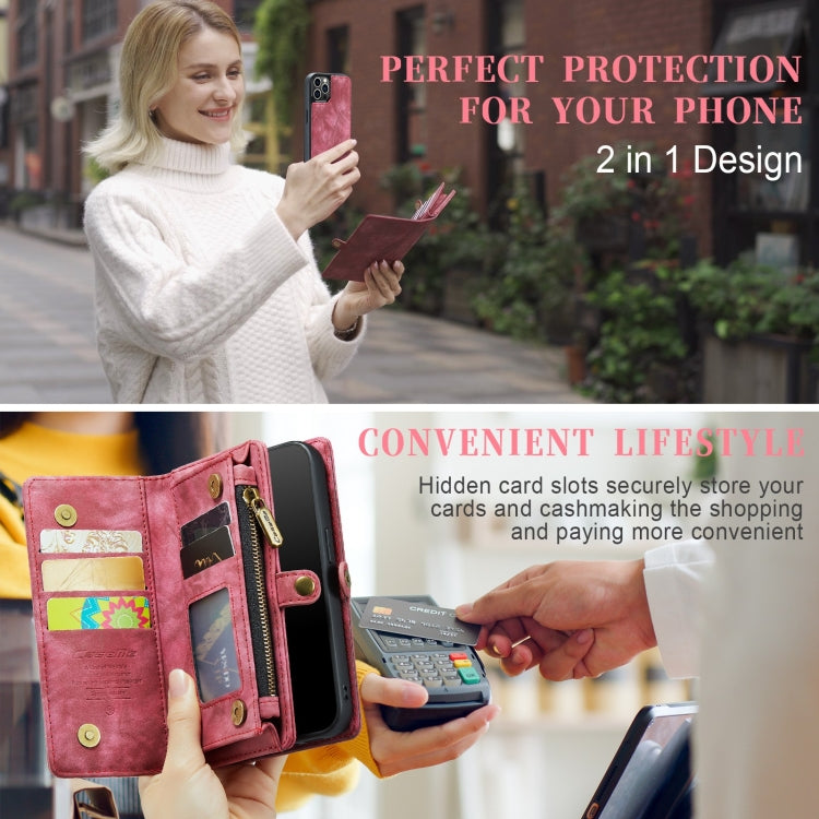 For iPhone 12 Pro Max CaseMe-008 Detachable Multifunctional Wallet Leather Phone Case (Red)