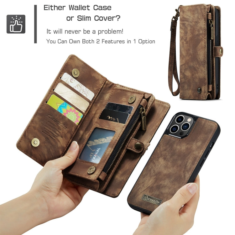 For iPhone 12 Pro Max CaseMe-008 Detachable Multifunctional Wallet Leather Phone Case (Brown)