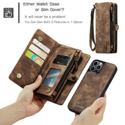 For iPhone 12 Pro Max CaseMe-008 Detachable Multifunctional Wallet Leather Phone Case (Brown)