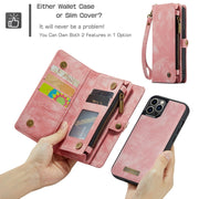 For iPhone 12 Pro Max CaseMe-008 Detachable Multifunctional Wallet Leather Phone Case (Pink)