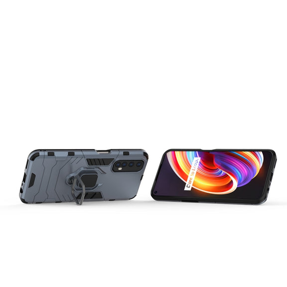 For OPPO Realme 7 PC + TPU Shockproof Protective Case with Magnetic Ring Holder(Navy Blue)