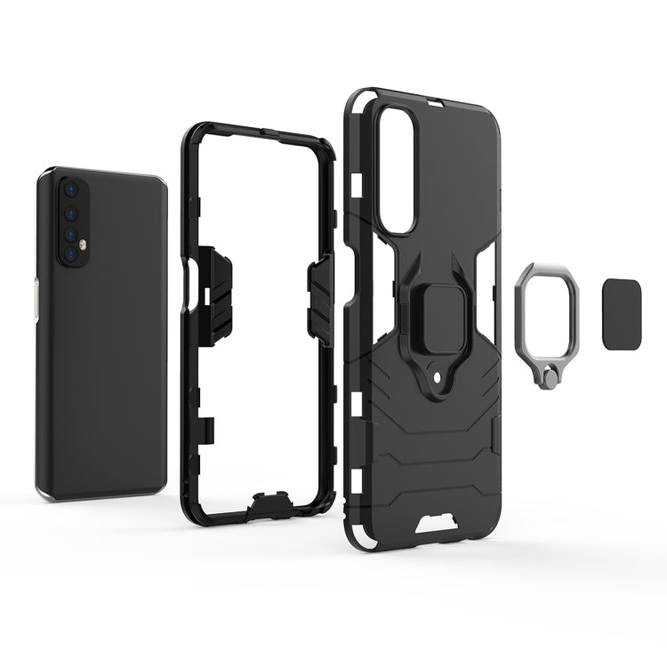 For OPPO Realme 7 PC + TPU Shockproof Protective Case with Magnetic Ring Holder(Navy Blue)
