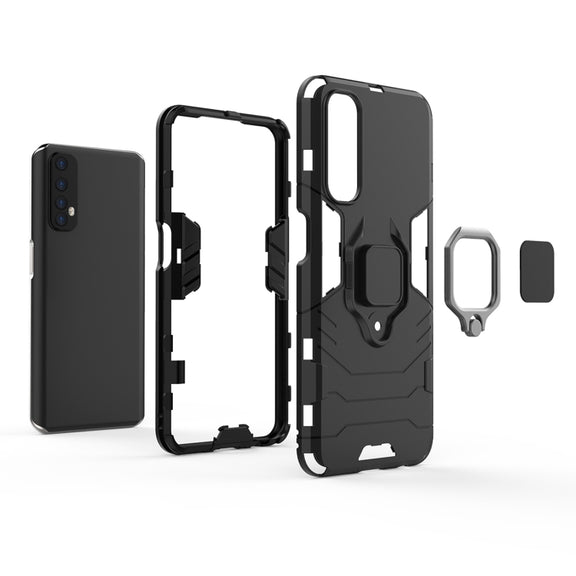 For OPPO Realme 7 PC + TPU Shockproof Protective Case with Magnetic Ring Holder(Navy Blue)