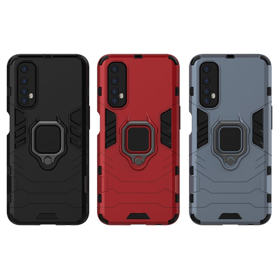 For OPPO Realme 7 PC + TPU Shockproof Protective Case with Magnetic Ring Holder(Navy Blue)