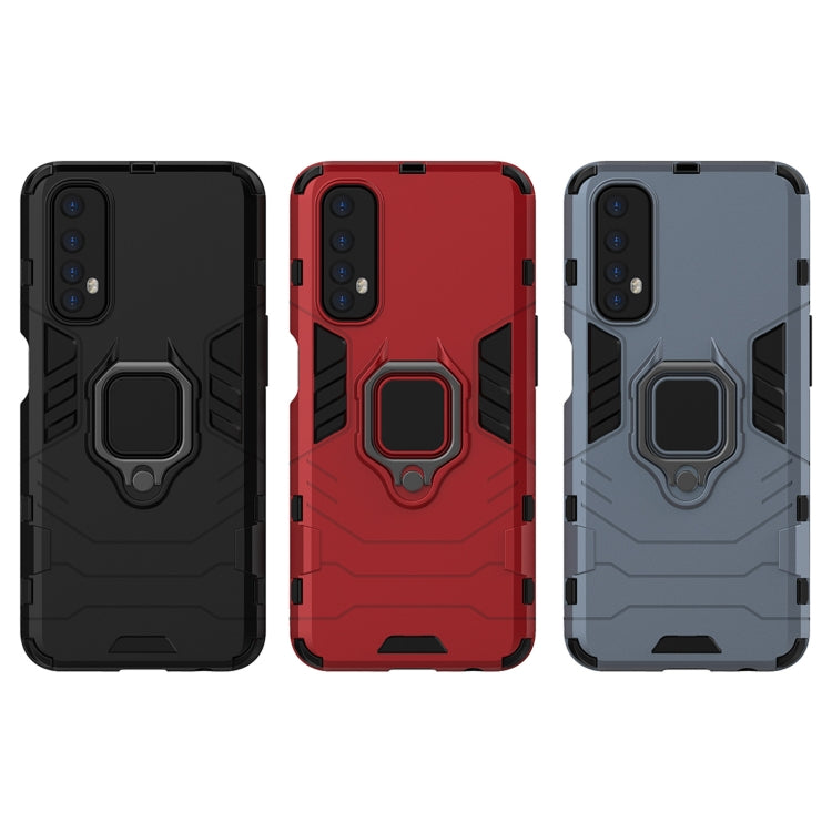 For OPPO Realme 7 PC + TPU Shockproof Protective Case with Magnetic Ring Holder(Navy Blue)