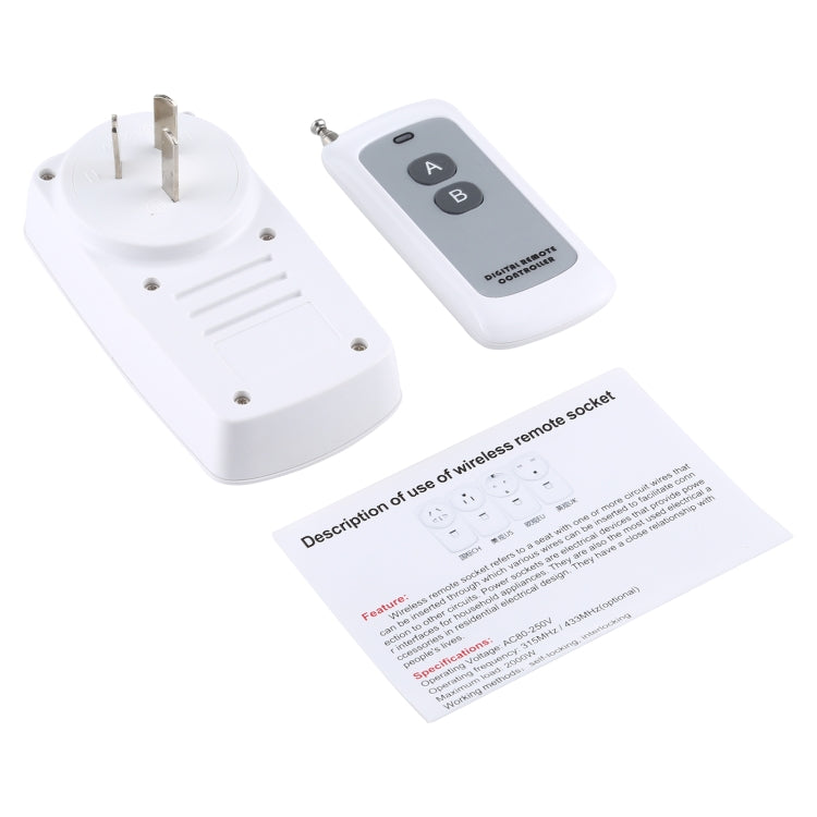 AK-DL220 220V Smart Wireless Remote Control Socket with Remote Control, Plug Type:AU Plug