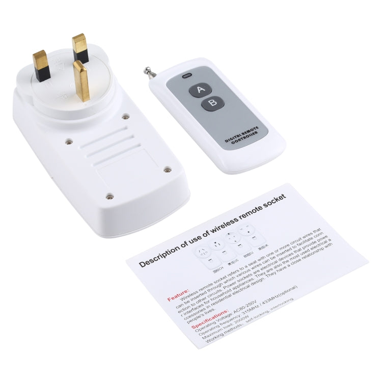 AK-DL220 220V Smart Wireless Remote Control Socket with Remote Control, Plug Type:UK Plug