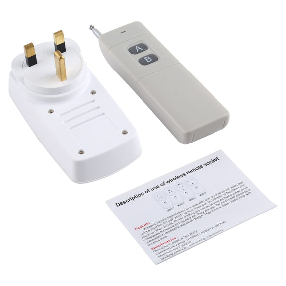 AK-DL220 220V Smart Wireless Remote Control Socket with Remote Control, Plug Type:UK Plug