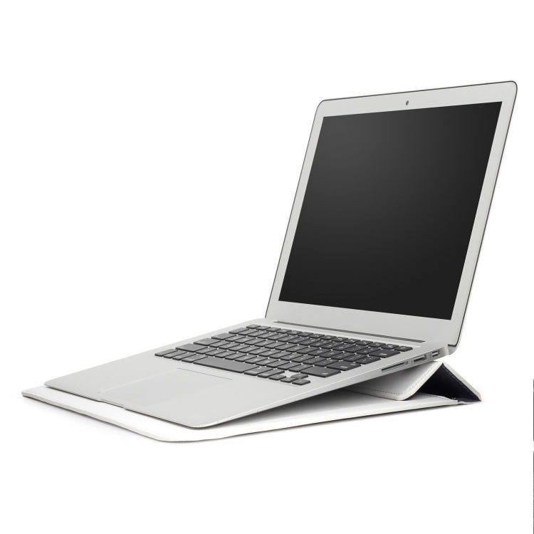 PU Leather Ultra-thin Envelope Bag Laptop Bag for MacBook Air / Pro 11 inch, with Stand Function(White)