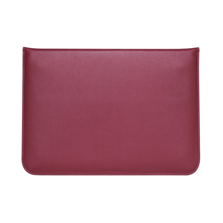 PU Leather Ultra-thin Envelope Bag Laptop Bag for MacBook Air / Pro 13 inch, with Stand Function(Wine Red)
