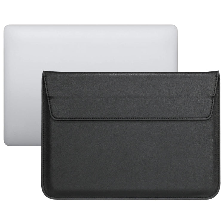 PU Leather Ultra-thin Envelope Bag Laptop Bag for MacBook Air / Pro 15 inch, with Stand Function(Black)