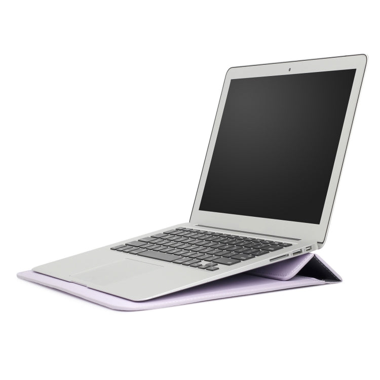 PU Leather Ultra-thin Envelope Bag Laptop Bag for MacBook Air / Pro 15 inch, with Stand Function(Light Purple)
