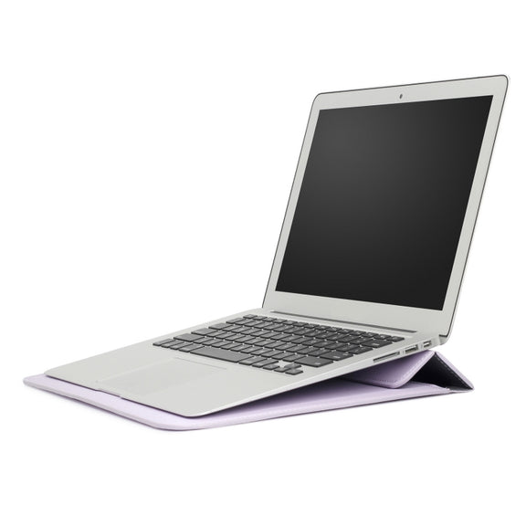 PU Leather Ultra-thin Envelope Bag Laptop Bag for MacBook Air / Pro 15 inch, with Stand Function(Light Purple)