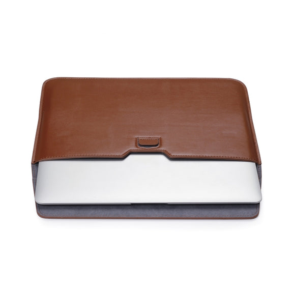 PU Leather Ultra-thin Envelope Bag Laptop Bag for MacBook Air / Pro 15 inch, with Stand Function(Wine Red)