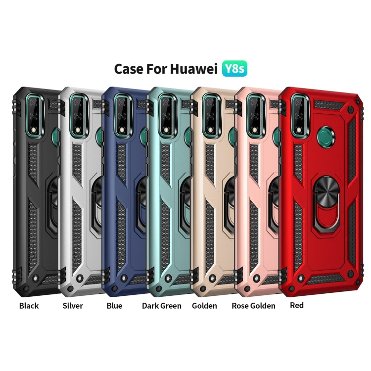 For Huawei Y8s Shockproof TPU + PC Protective Case with 360 Degree Rotating Holder(Black)