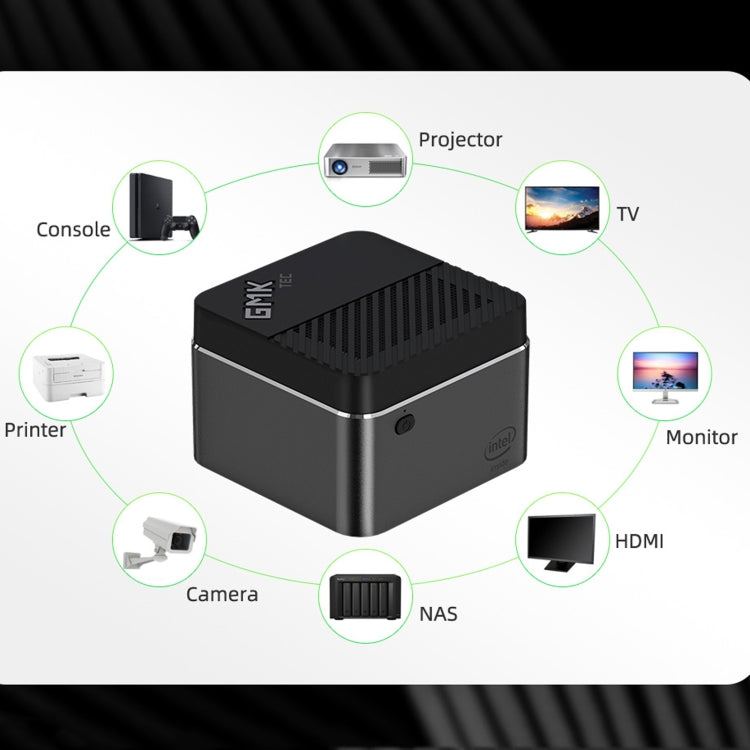 GMK NucBox Windows 10 System Mini PC, Intel Celeron J4125 Quad Core 64bit 14nm 2GHz-2.7GHz, Support WiFi & Bluetooth & RJ45, 8GB+128GB,EU Plug