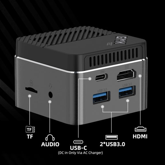 GMK NucBox Windows 10 System Mini PC, Intel Celeron J4125 Quad Core 64bit 14nm 2GHz-2.7GHz, Support WiFi & Bluetooth & RJ45, 8GB+128GB,EU Plug