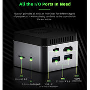 GMK NucBox Windows 10 System Mini PC, Intel Celeron J4125 Quad Core 64bit 14nm 2GHz-2.7GHz, Support WiFi & Bluetooth & RJ45, 8GB+128GB,EU Plug