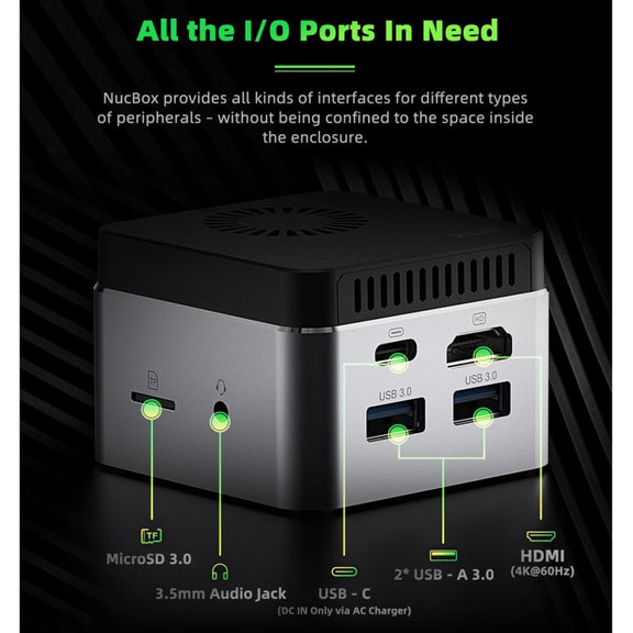 GMK NucBox Windows 10 System Mini PC, Intel Celeron J4125 Quad Core 64bit 14nm 2GHz-2.7GHz, Support WiFi & Bluetooth & RJ45, 8GB+128GB,EU Plug