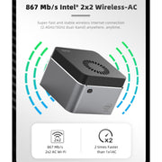 GMK NucBox Windows 10 System Mini PC, Intel Celeron J4125 Quad Core 64bit 14nm 2GHz-2.7GHz, Support WiFi & Bluetooth & RJ45, 8GB+128GB,EU Plug