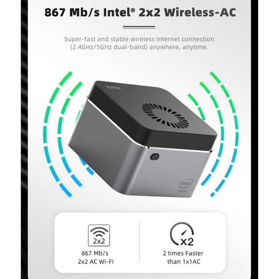 GMK NucBox Windows 10 System Mini PC, Intel Celeron J4125 Quad Core 64bit 14nm 2GHz-2.7GHz, Support WiFi & Bluetooth & RJ45, 8GB+128GB,EU Plug