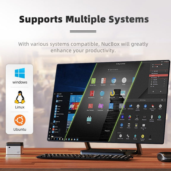 GMK NucBox Windows 10 System Mini PC, Intel Celeron J4125 Quad Core 64bit 14nm 2GHz-2.7GHz, Support WiFi & Bluetooth & RJ45, 8GB+128GB,EU Plug