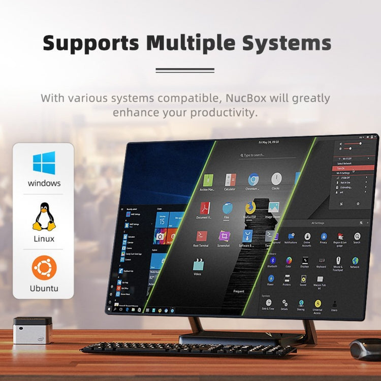 GMK NucBox Windows 10 System Mini PC, Intel Celeron J4125 Quad Core 64bit 14nm 2GHz-2.7GHz, Support WiFi & Bluetooth & RJ45, 8GB+128GB,EU Plug