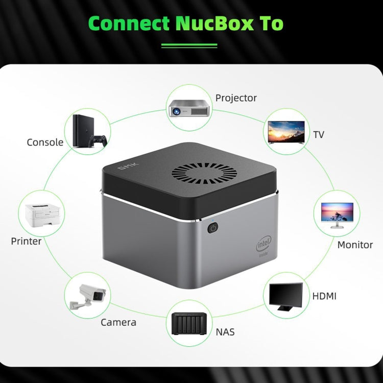 GMK NucBox Windows 10 System Mini PC, Intel Celeron J4125 Quad Core 64bit 14nm 2GHz-2.7GHz, Support WiFi & Bluetooth & RJ45, 8GB+128GB,EU Plug