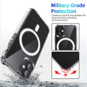 For iPhone 12 Pro Max Magsafe Case Magnetic Ring Clear Crystal Acrylic +TPU Four-corner Airbag Shockproof Case(Transparent)