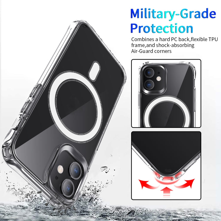 For iPhone 12 mini Magsafe Case Magnetic Ring Clear Crystal Acrylic +TPU Four-corner Airbag Shockproof Case (Transparent)