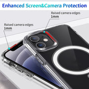For iPhone 12 mini Magsafe Case Magnetic Ring Clear Crystal Acrylic +TPU Four-corner Airbag Shockproof Case (Transparent)