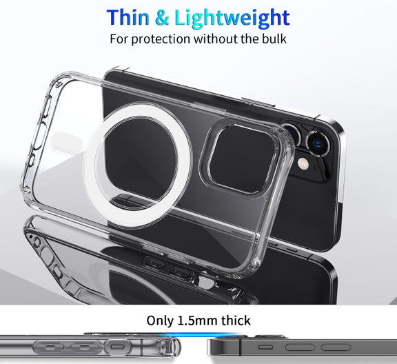 For iPhone 12 mini Magsafe Case Magnetic Ring Clear Crystal Acrylic +TPU Four-corner Airbag Shockproof Case (Transparent)