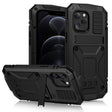 For iPhone 12 / 12 Pro R-JUST Shockproof Waterproof Dust-proof Metal + Silicone Protective Case with Holder(Black) - free shipping - PMC TechLife - Order now!