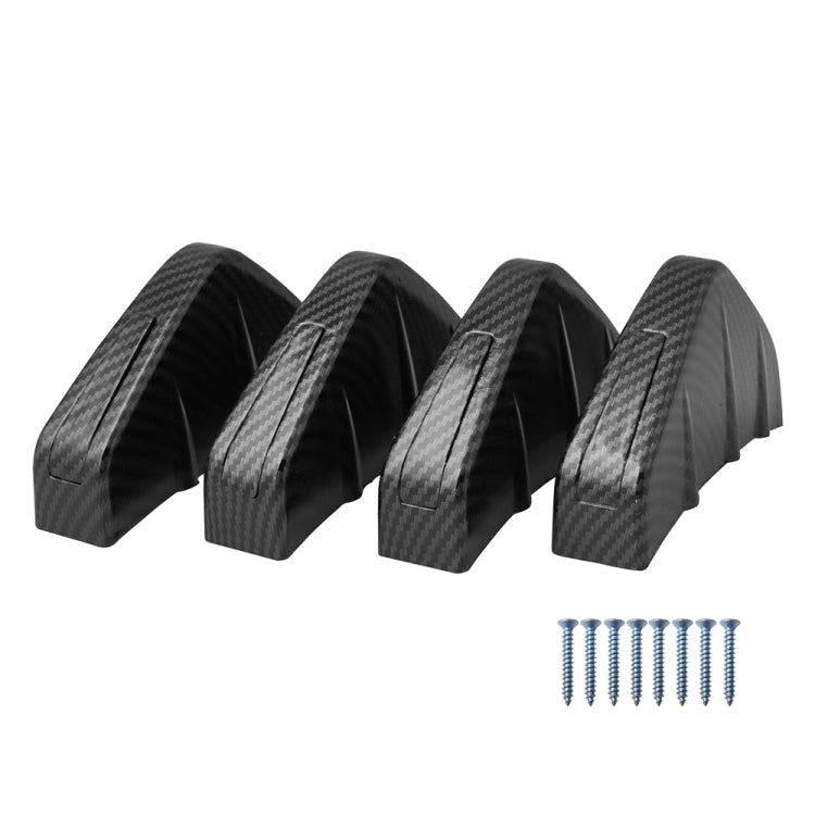 4 PCS Carbon Texture Car General Shark Fin Rear Spoiler Bumper Chassis Decoration