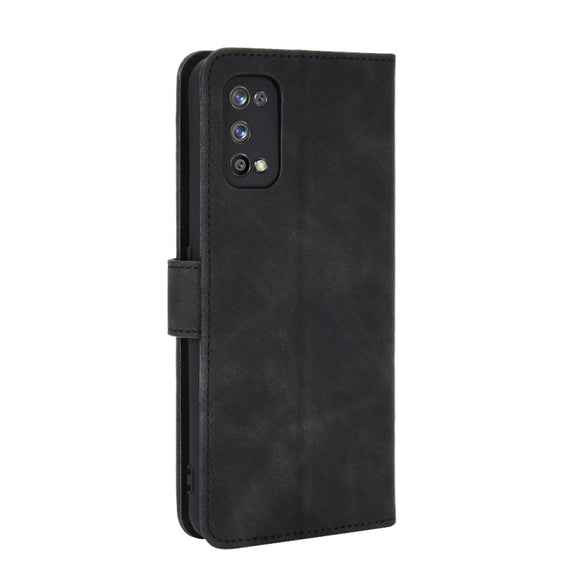 For OPPO Realme 7 Pro Solid Color Skin Feel Magnetic Buckle Horizontal Flip Calf Texture PU Leather Case with Holder & Card Slots & Wallet(Black)