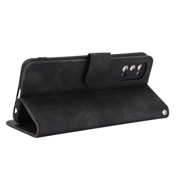 For OPPO Realme 7 Pro Solid Color Skin Feel Magnetic Buckle Horizontal Flip Calf Texture PU Leather Case with Holder & Card Slots & Wallet(Black)