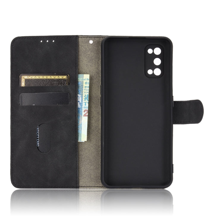 For OPPO Realme 7 Pro Solid Color Skin Feel Magnetic Buckle Horizontal Flip Calf Texture PU Leather Case with Holder & Card Slots & Wallet(Black)