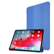 Silk Texture Flip Magnetic PU Leather Smart Case with Three-folding Holder For iPad Air 11 2024 / Air 2022 / 2020 10.9(Blue)