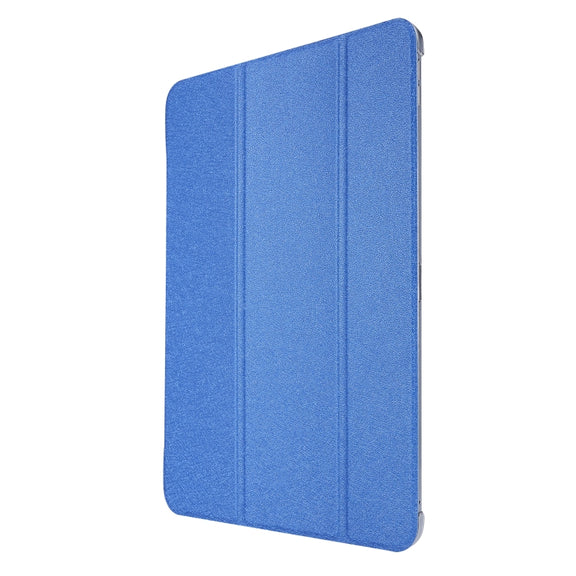 Silk Texture Flip Magnetic PU Leather Smart Case with Three-folding Holder For iPad Air 11 2024 / Air 2022 / 2020 10.9(Blue)