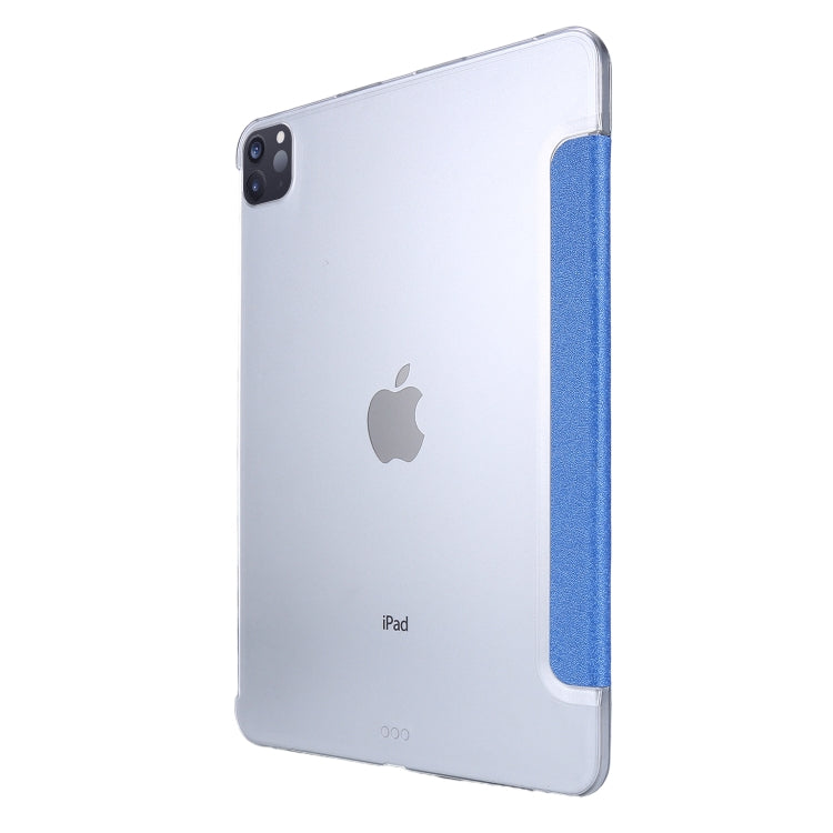 Silk Texture Flip Magnetic PU Leather Smart Case with Three-folding Holder For iPad Air 11 2024 / Air 2022 / 2020 10.9(Blue)