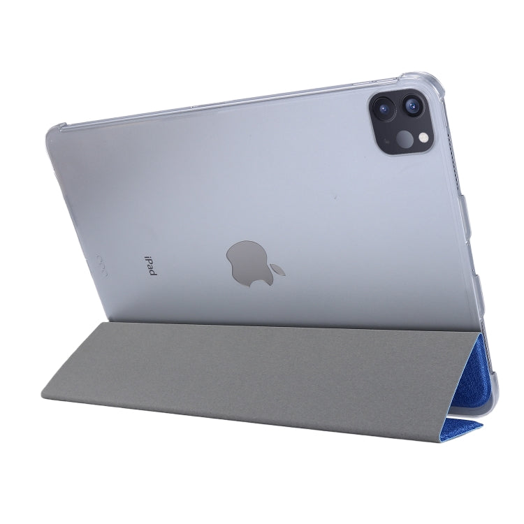 Silk Texture Flip Magnetic PU Leather Smart Case with Three-folding Holder For iPad Air 11 2024 / Air 2022 / 2020 10.9(Blue)