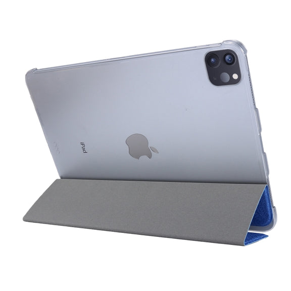 Silk Texture Flip Magnetic PU Leather Smart Case with Three-folding Holder For iPad Air 11 2024 / Air 2022 / 2020 10.9(Blue)