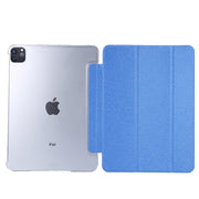 Silk Texture Flip Magnetic PU Leather Smart Case with Three-folding Holder For iPad Air 11 2024 / Air 2022 / 2020 10.9(Blue)