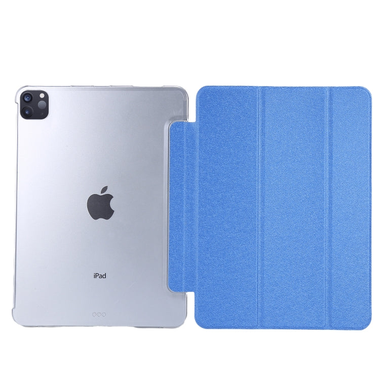 Silk Texture Flip Magnetic PU Leather Smart Case with Three-folding Holder For iPad Air 11 2024 / Air 2022 / 2020 10.9(Blue)
